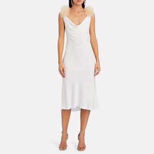 Sleeper Voulez Vous Dancer Slip Dress, Feathered Satin Sleep Slip, White, M, NWT